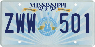 MS license plate ZWW501