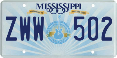 MS license plate ZWW502