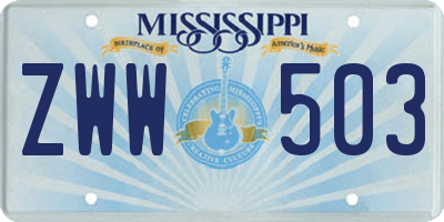 MS license plate ZWW503