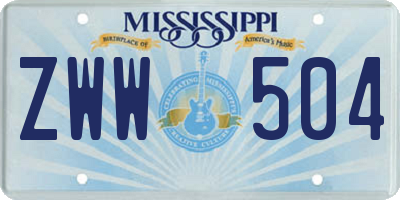 MS license plate ZWW504