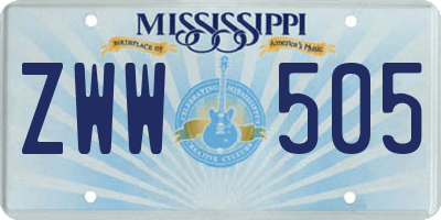 MS license plate ZWW505