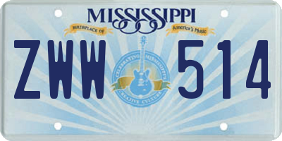 MS license plate ZWW514