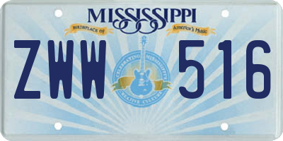 MS license plate ZWW516