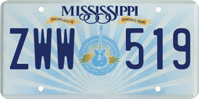 MS license plate ZWW519