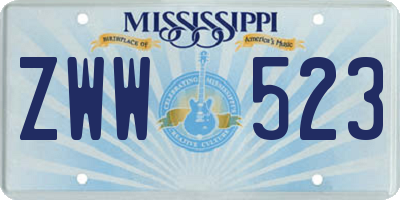 MS license plate ZWW523