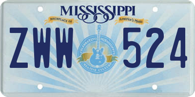 MS license plate ZWW524