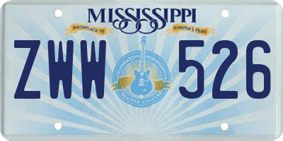 MS license plate ZWW526