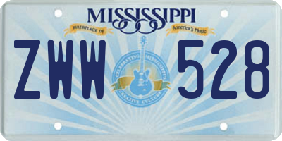 MS license plate ZWW528