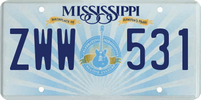MS license plate ZWW531