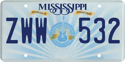 MS license plate ZWW532