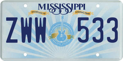 MS license plate ZWW533