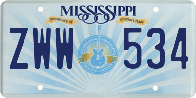 MS license plate ZWW534