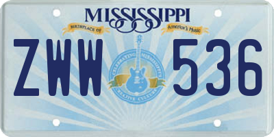 MS license plate ZWW536