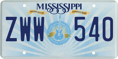 MS license plate ZWW540