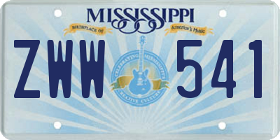 MS license plate ZWW541