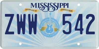 MS license plate ZWW542