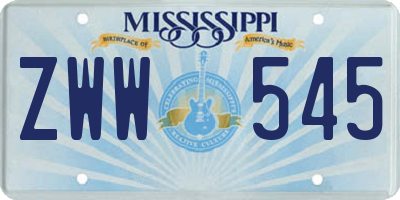 MS license plate ZWW545