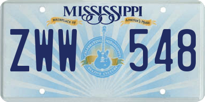 MS license plate ZWW548