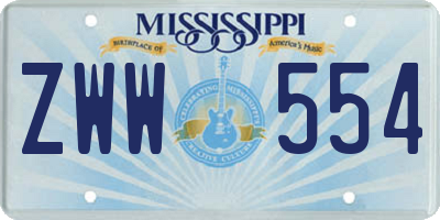 MS license plate ZWW554