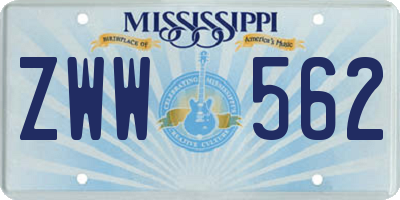 MS license plate ZWW562