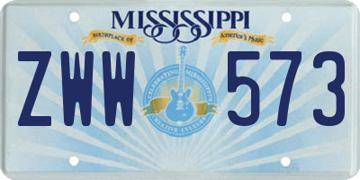MS license plate ZWW573