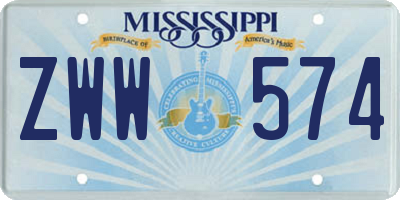 MS license plate ZWW574