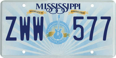 MS license plate ZWW577