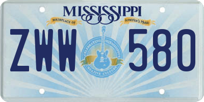 MS license plate ZWW580