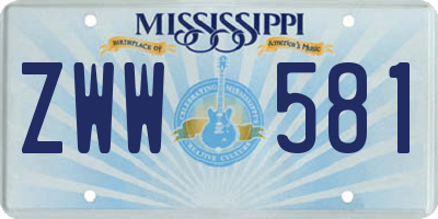 MS license plate ZWW581