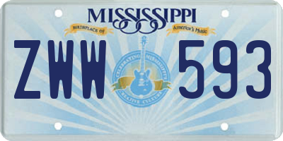 MS license plate ZWW593