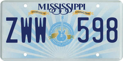 MS license plate ZWW598