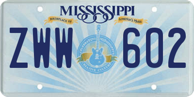 MS license plate ZWW602