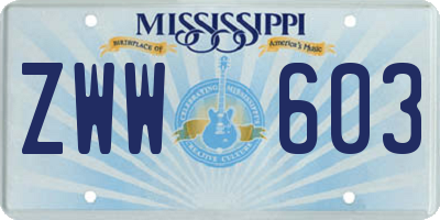 MS license plate ZWW603