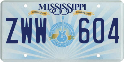 MS license plate ZWW604