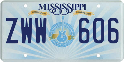 MS license plate ZWW606