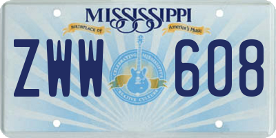 MS license plate ZWW608
