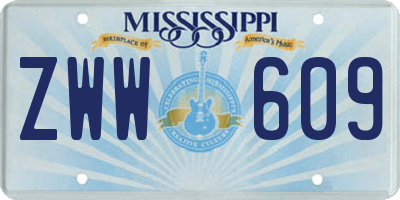 MS license plate ZWW609