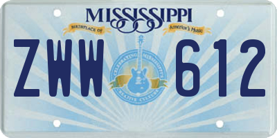 MS license plate ZWW612