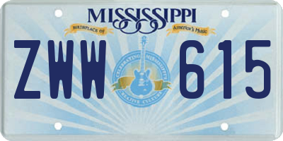MS license plate ZWW615