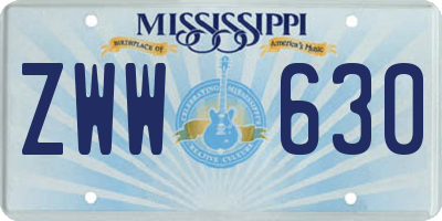 MS license plate ZWW630