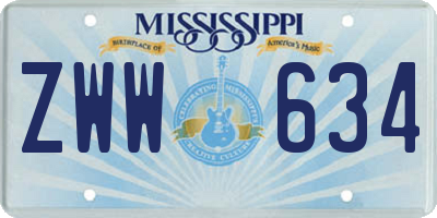 MS license plate ZWW634