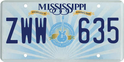 MS license plate ZWW635