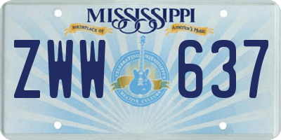 MS license plate ZWW637