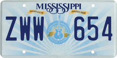 MS license plate ZWW654