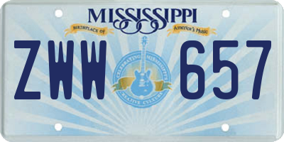 MS license plate ZWW657
