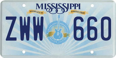 MS license plate ZWW660