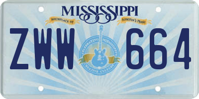 MS license plate ZWW664