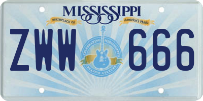 MS license plate ZWW666