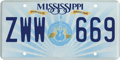MS license plate ZWW669