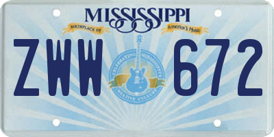 MS license plate ZWW672
